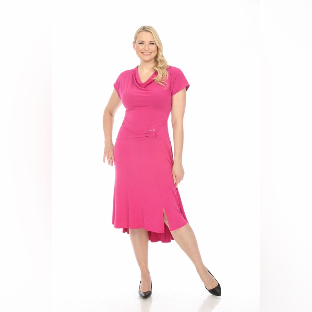 NWT Joseph Ribkoff Fuchsia Draped Midi Dress